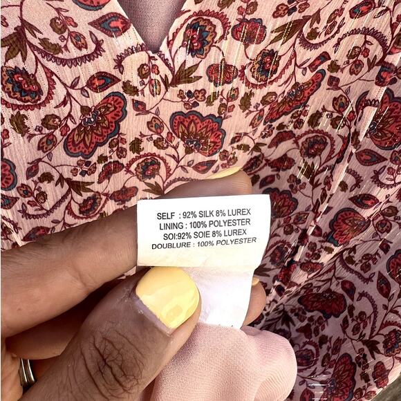 Ramy Brook | NWOT Floral Paisley Print Silk Chiffon Tiered Mini Dress Size Small - Picture 4 of 8